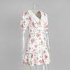 French V-neck Puff Sleeve Summer Dress with Waist-Tightening Print and Ruffle Details for 2025