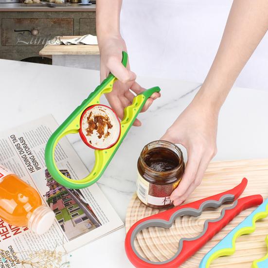 Bottle Opener Cap Twister Four-in-One Jar Lid Opener Anti-Slip Grip Easy Twist Off Caps Multiple Colors Kitchen Gadget