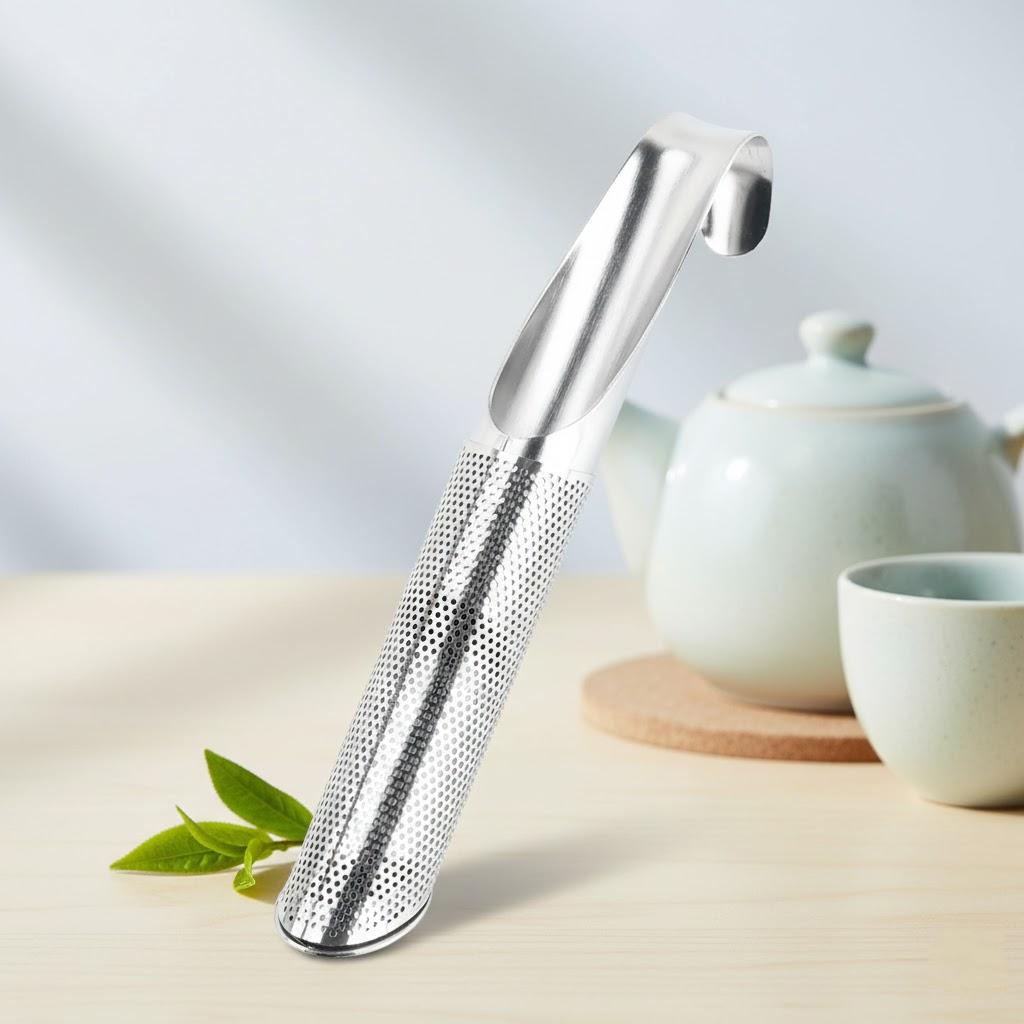 

Fine Mesh Tea Diffuser Stick with Hook Handle for Loose Leaf Tea Herbal Tea and Coffee Grounds срібний
