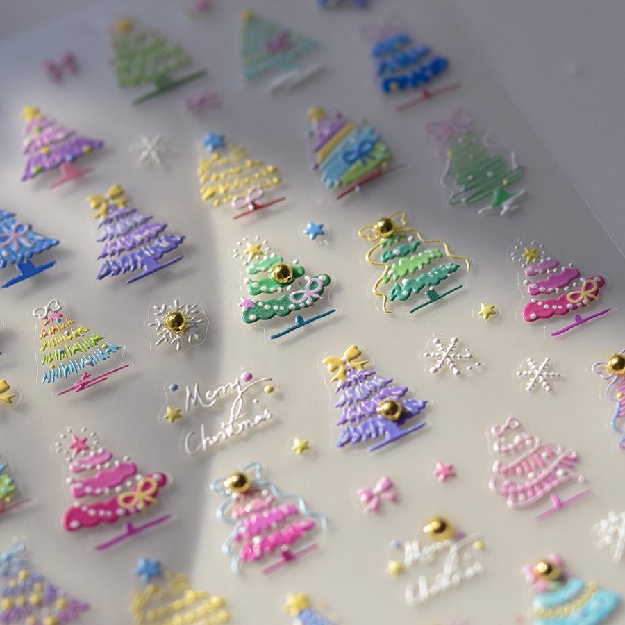 

Tomoni Crystal Diamond Christmas Tree Nail Art Stickers for Kids - Mixed Designs