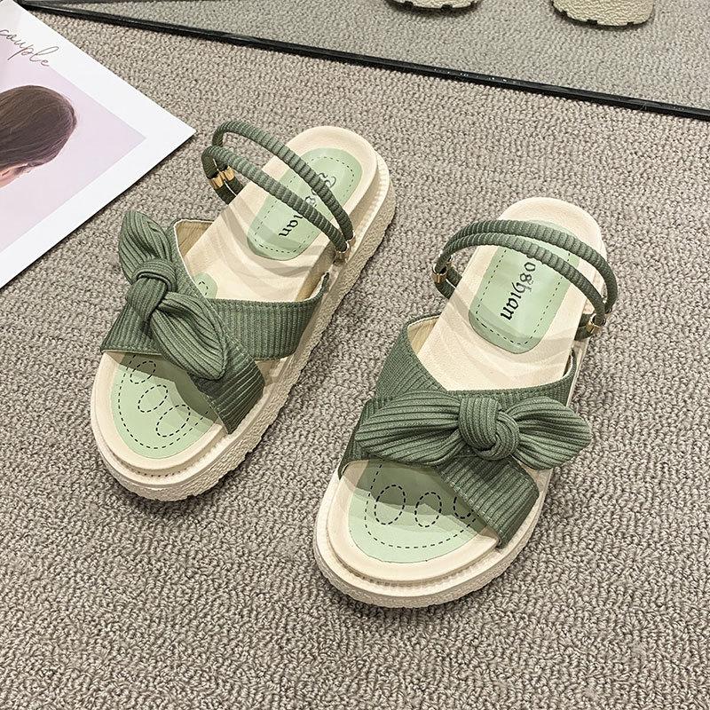 Two sandals for women's summer wear 2025 new ins trendy with skirt platform fairy style Roman beach slippers