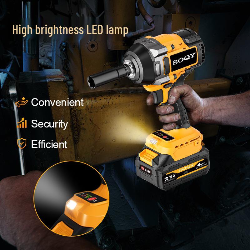 Rechargeable Electric Impact Wrench with High Torque Brushless Motor and Lithium Battery