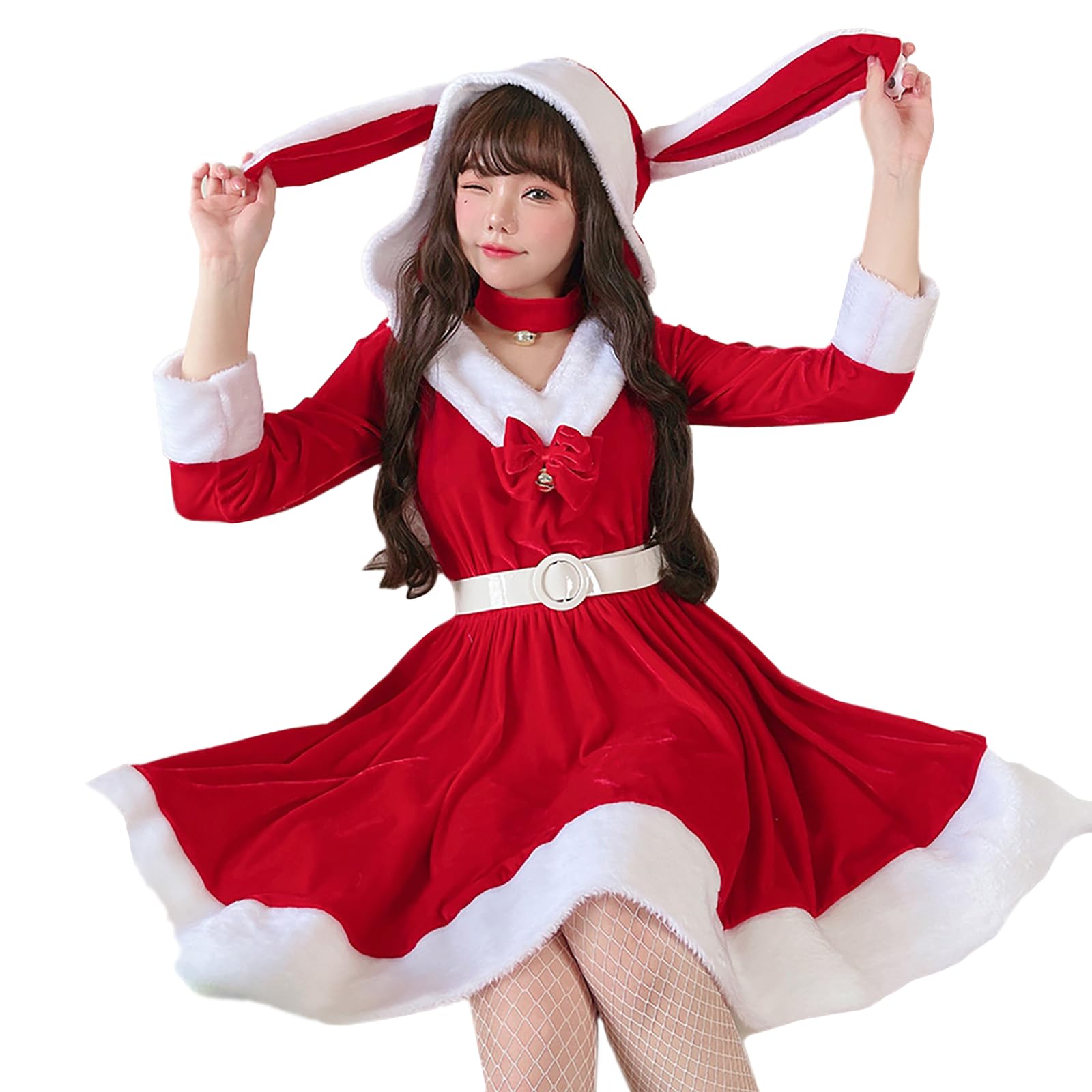 

Christmas Santa Santa costume cosplay dress maid ribbon [milky time] (V-neck Santa)