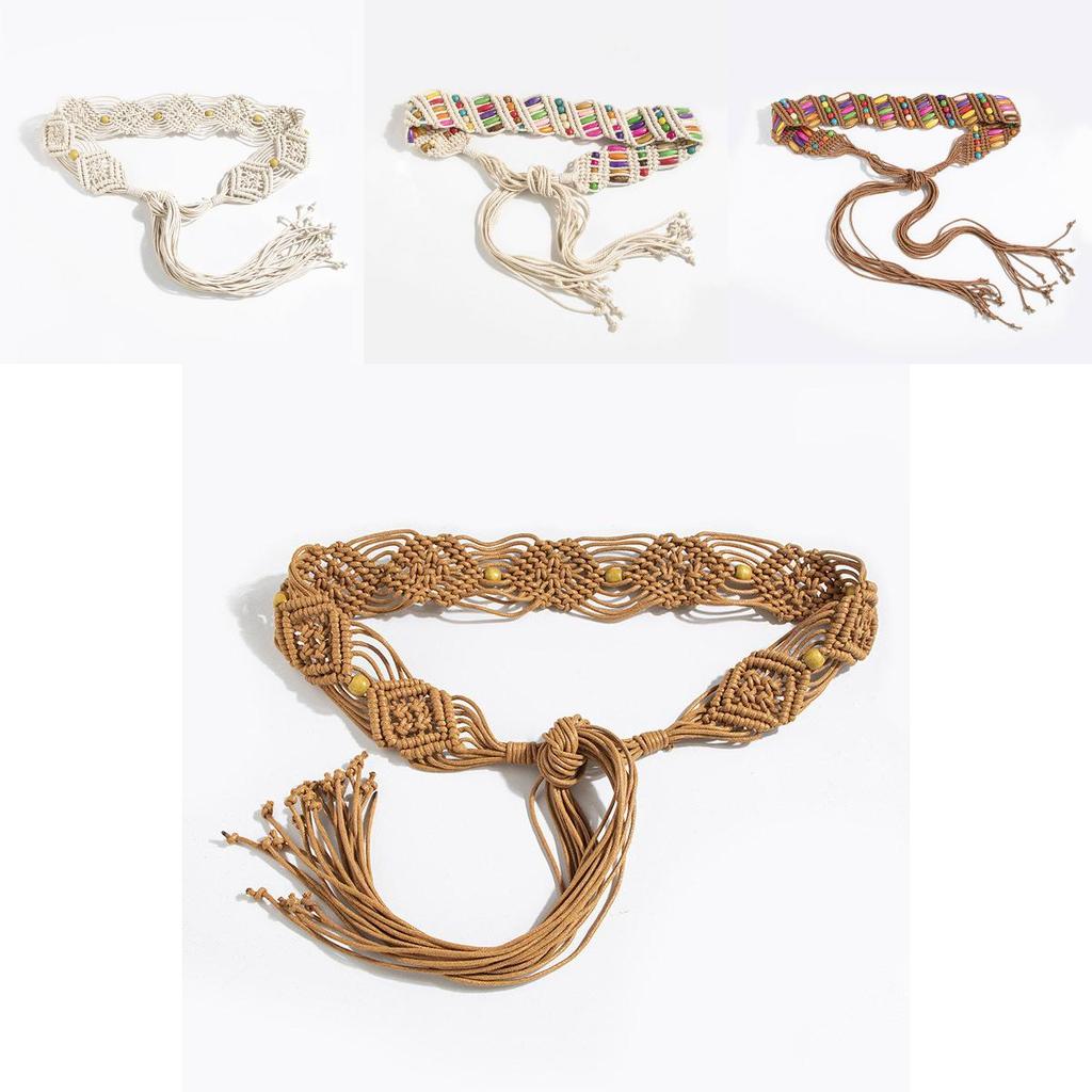 Bohemian Waist Belt With Beaded Weaving For Vintage Resort Fashion Womens Accessory
