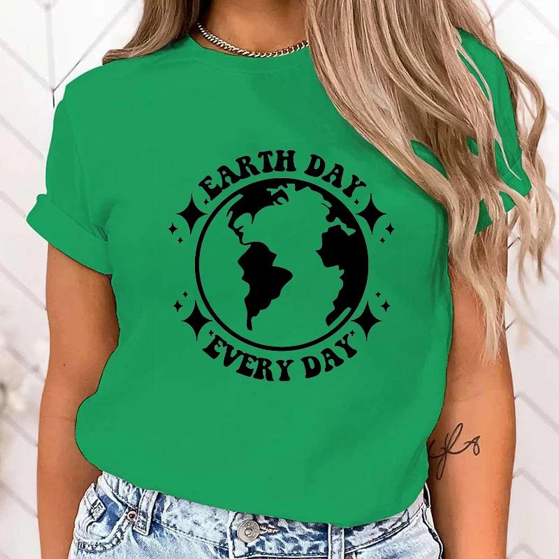 (Premium T-shirt)New Protect The Ocean Earth Day Every Day Print Tshirt Female Casual Short Sleeve T-Shirt Women Fashion tops
