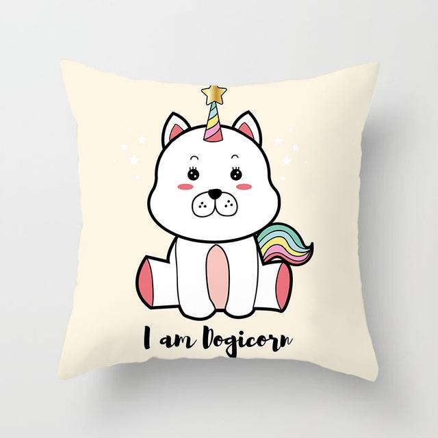 Cute Unicorn Cushion Cover Cartoon Animal Cat Flamingo Polyester Throw Pillow Case Cover Elephant Unicorn Decoration Pillowcases