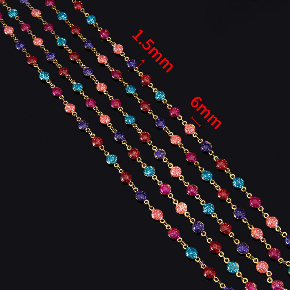 1m Stainless Steel Powdered Chain Jewelry Making Colorful Enamel Chains Bulk for DIY Bracelet Necklace Jewelry Chains Findings