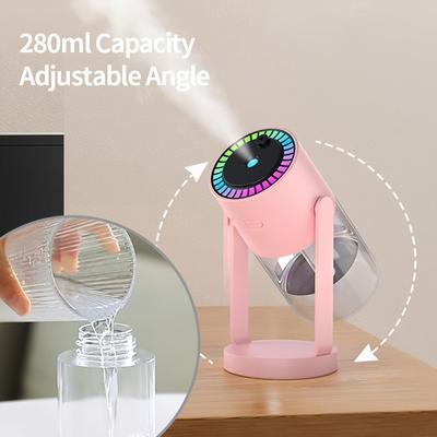 280ml USB Powered Humidifier with Color Changing Night Light,Star Projection,Adjustable Angle for Car,Home,Office,Bedroom,ABS Material,Quiet Operation