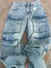 American Retro Multi-pocket Jeans Women Plus Size Street Vibe High Waist Wide Leg Casual Straight Pants Tide