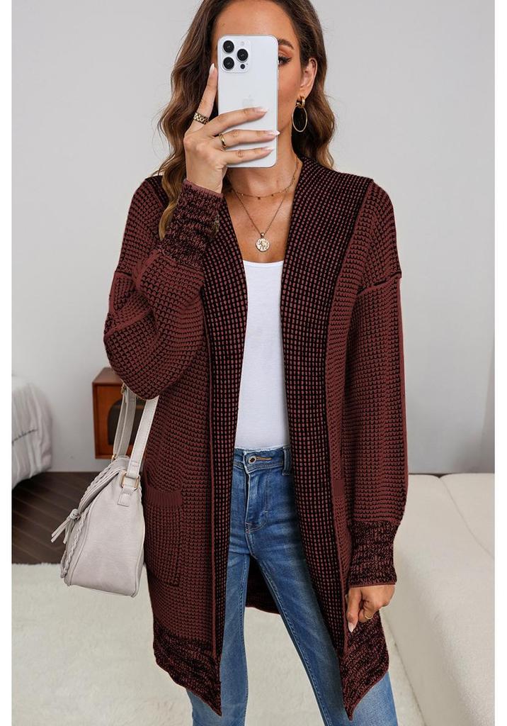 2025 Winter Women's Casual Hooded Knit Cardigan: European & American Style, Mid-Length, Loose & Warm