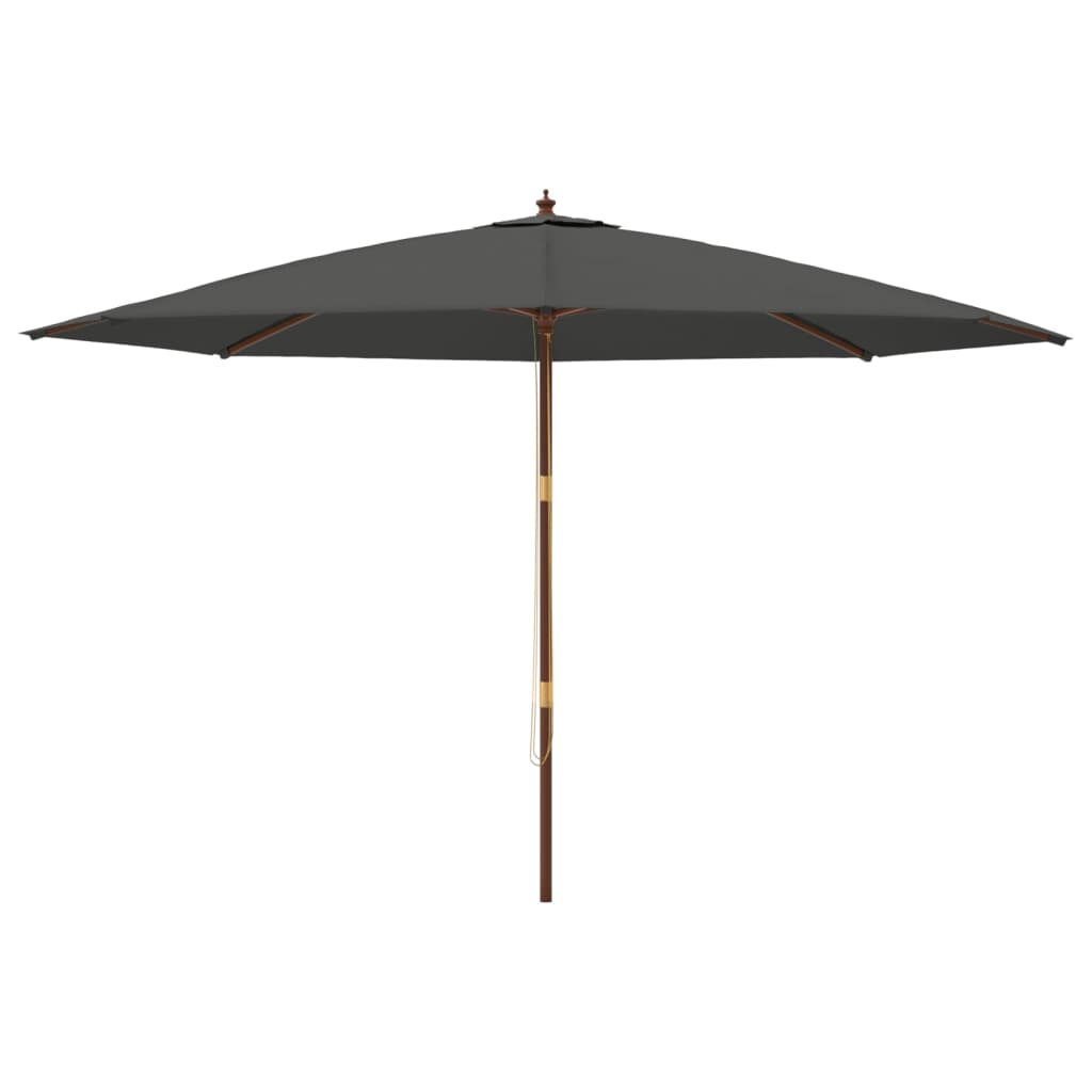 Anthracite Sun Umbrella with Wooden Pole 400 X 273 Cm