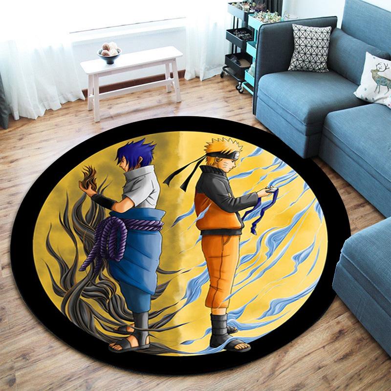 Famous Cartoon NARUTO Protagonist Uzumaki Naruto Round Carpet Soft Home Decoration Anti-slip Door Mat Outdoor Picnic Mat Carpet M7