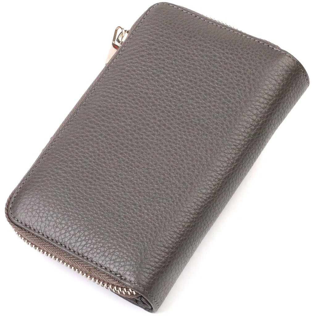 Ausgezeichnete mittelgroße Damenbrieftasche aus echtem Narbenleder CANPELLINI 21908 Grau