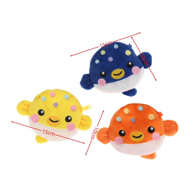 1Pcs Plush Zipper Coin Wallet Cute Pufferfish Mini Coin Purse Women'S Small Change Bag Key Earphone Pouch