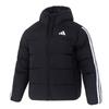Essentials 3-Stripes Outdoor Warm Windproof Hooded Zipper Duck Down Loose Fit Puffer Jacket Men Jacket Black KH3987