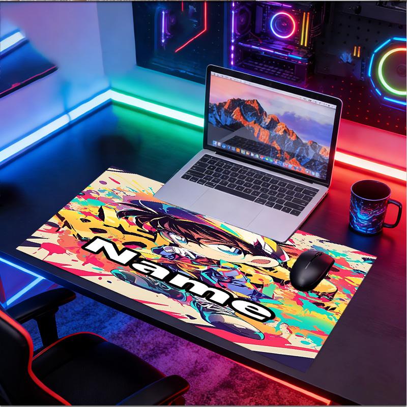 Custom Name Personalized Detective Conan Pattern Mousepad, Laptop PC Desk Mat, Decorative Desk Mat for Home Keyboard Pad Gift