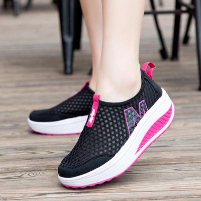 Sneakers for Women Summer Wedge Rocking Shoes Breathable Mesh Casual Shoes Thick Soled Women's Shoes Slip On Lazy Shoes