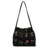 Large capacity embroidered tote bag women's 2026 spring and summer new niche canvas embroidered shoulder bag commuter bucket bag