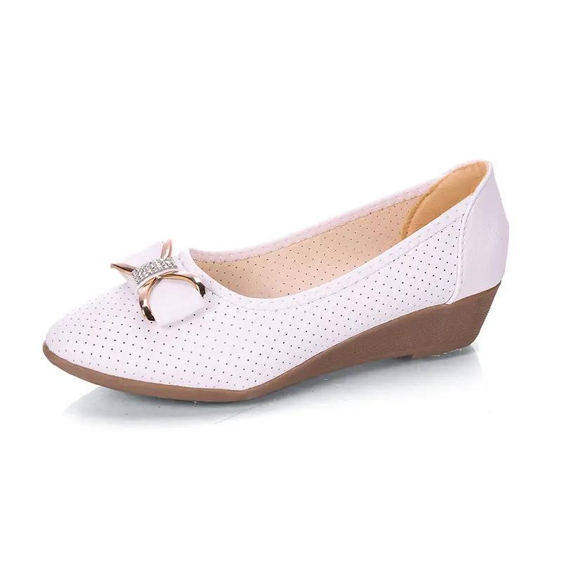 

Женские туфли с бантом, на танкетке, женские туфли-лодочки на среднем каблуке, с круглым носком, Beau Today в продаже, корейский стиль, элегантное платье, для отпуска, 39 36