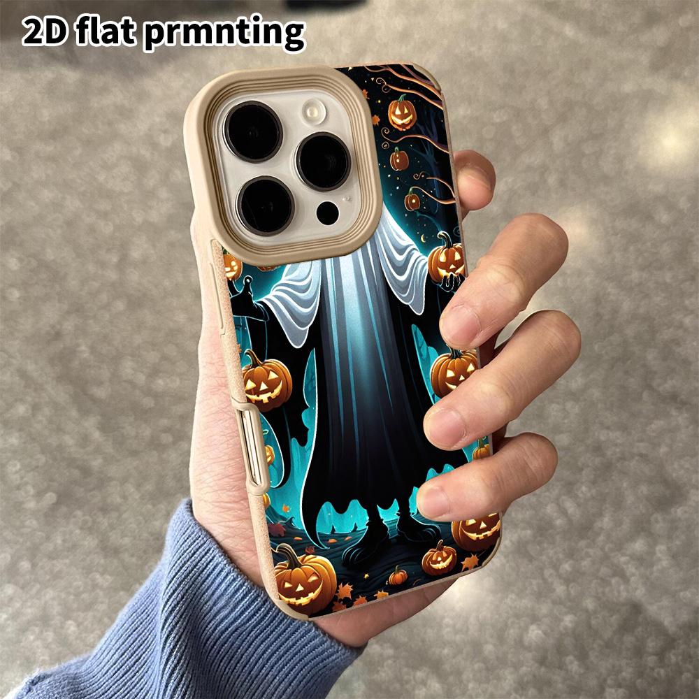 Phone Case: 2D Flat Lambskin Suitable for iPhone 18 17 16 15 14 13 Pro Protective Case, Long Ghost, Christmas and Halloween Gift