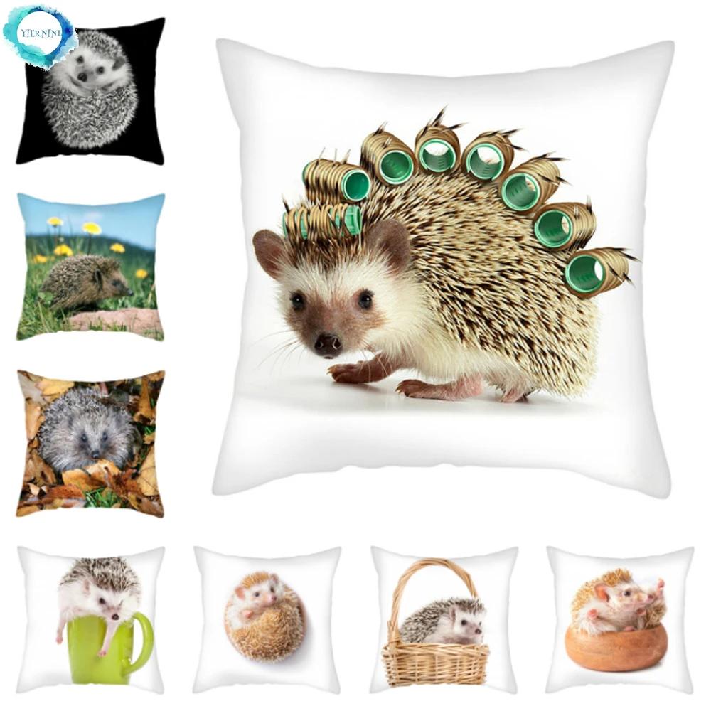 Monika Chen Unisex Hedgehog Printed Polyester Pillow Cover Cushion Cover Animal Decorative Throw Pillowcase For Home Sofa Decorative 45X45cm
