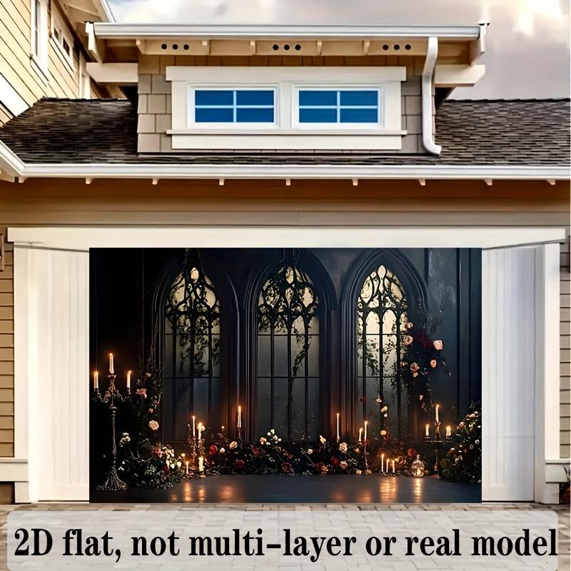 2D Flachbanner 1 Stück Gotisches Rundbogenfenster Kerzenlicht Hintergrund Dekoration Hintergrund Foto Requisite Polyester Banner Dekoration