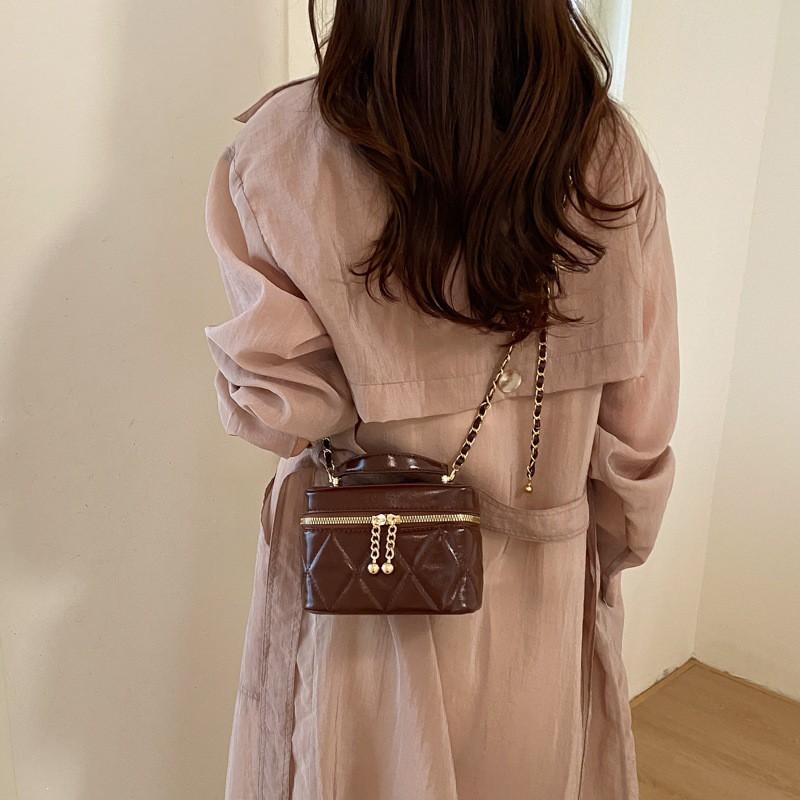 Stylish Mini Square Chain Bag Women - PU Leather Crossbody Shoulder With Quilted Design Zip