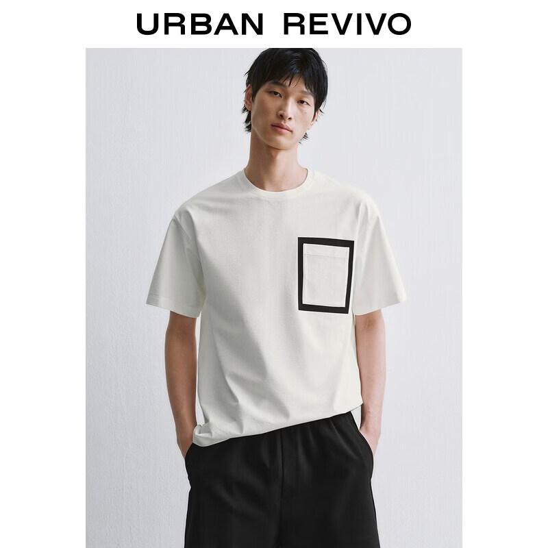 Men s Contrast Patch Pocket Crew Neck T-Shirt M