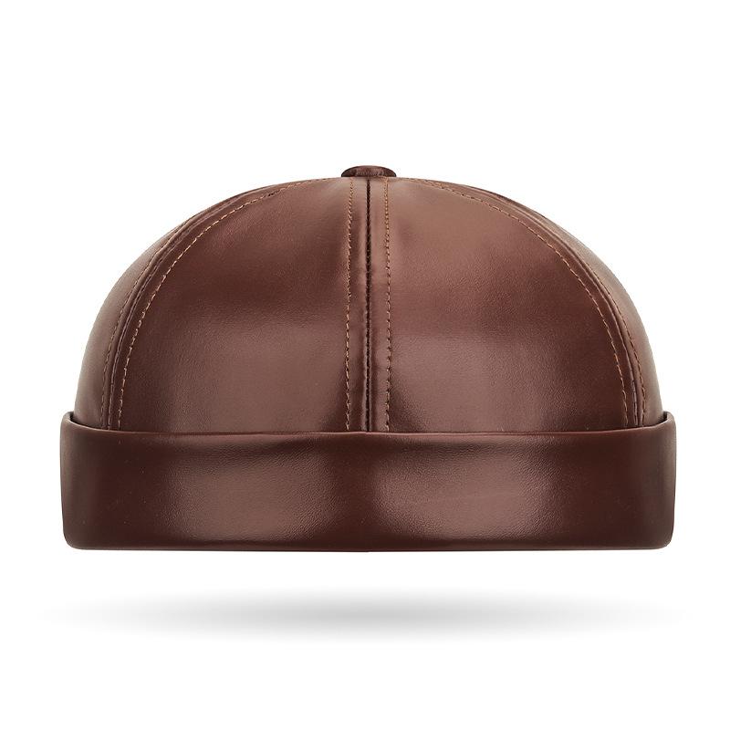 Northwood All Seasons PU Leather Tang Hat for Men Women Fashionable Retro Elegant Simple Melon Skin Faux Leather Landlord Hat