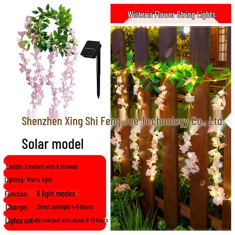 Solar LED Flower Vine String Lights for Outdoor Decor