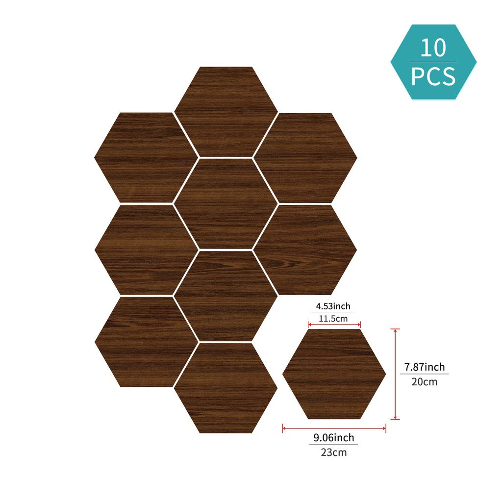 Hexagonal Wood Grain Foam Wall Sticker Kitchen Waterproof Oil-Proof Wallpaper Self-Adhesive Living Room Bathroom Thickened Tile Sticker