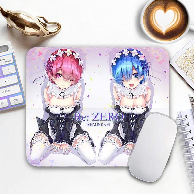 Anime R_Rem R_Re Zero Mouse Pad Small Gaming Mousepad Gamer Non-Slip Edge Standard MousePads PC Compact Stitched Office Mousemat
