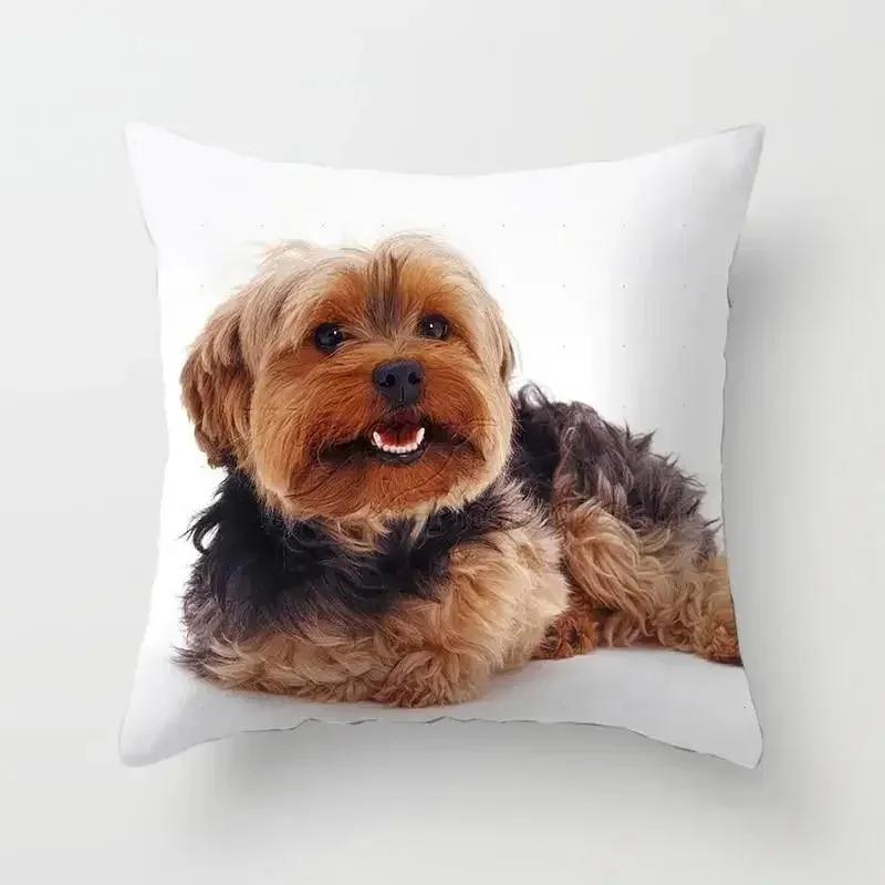 VIKAMA Yorkshire Dog Hd Pillow Case Cute Pet Print Detachable Washable Pet Style Living Room Sofa Bedroom Pillow Case