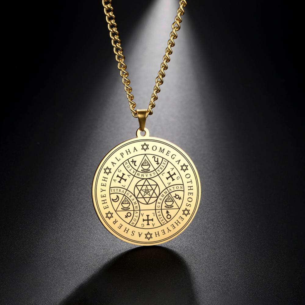 Tetragrammaton Amulet Pendant Necklace Enochian Angel Magic Amulet Alpha Otheos Eheyeh  AGLA Amulet Talisman Necklace Accessories