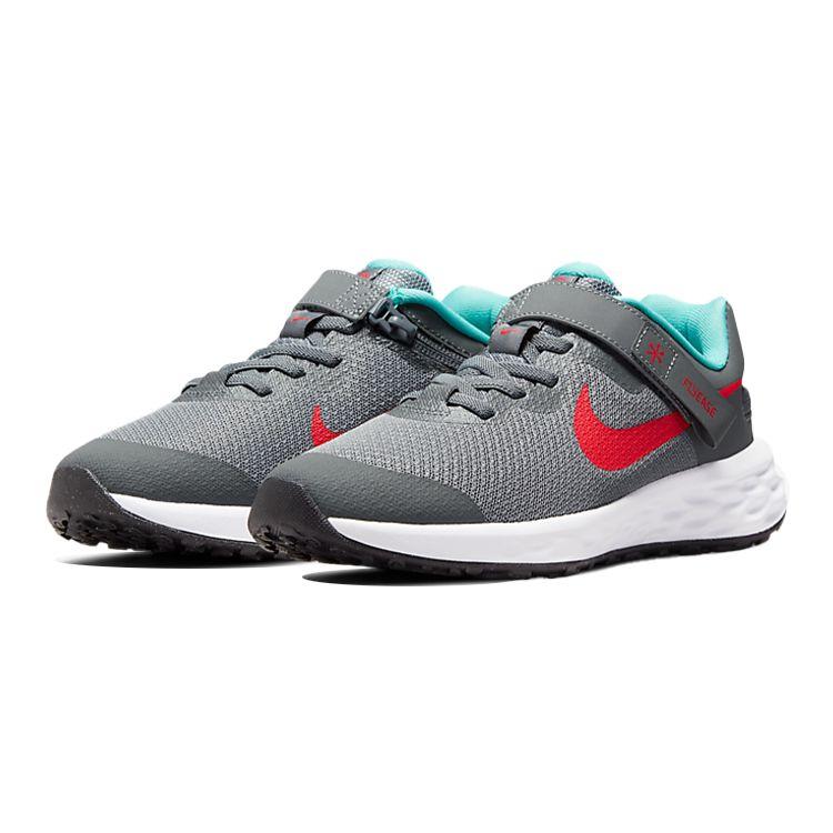 Nike Kids Revolution 6 FlyEase Smoke Grey Siren Red DD1113-006