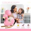 Schaukelpferd für Kinder, Schaukelflamingo für Kinder ab 18 Monaten aus Holz mit Sicherheitsgurten, Rosa