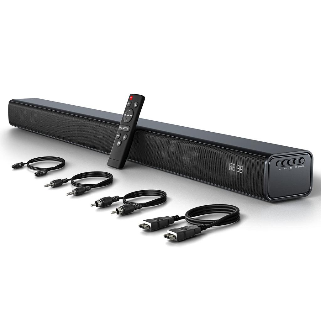 Miuscall-C Soundbar for TVs, Bluetooth 5.0 Compatible, DSP-Equipped, USB Compatible, 3 EQ Modes for Music, Games, and Movies, Supports Coaxial