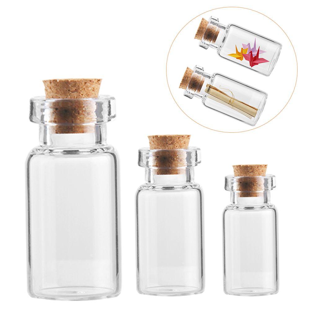 10x Lovely Empty Wishing Blank Transparent Message Bottles Tiny Small With Cork Stopper