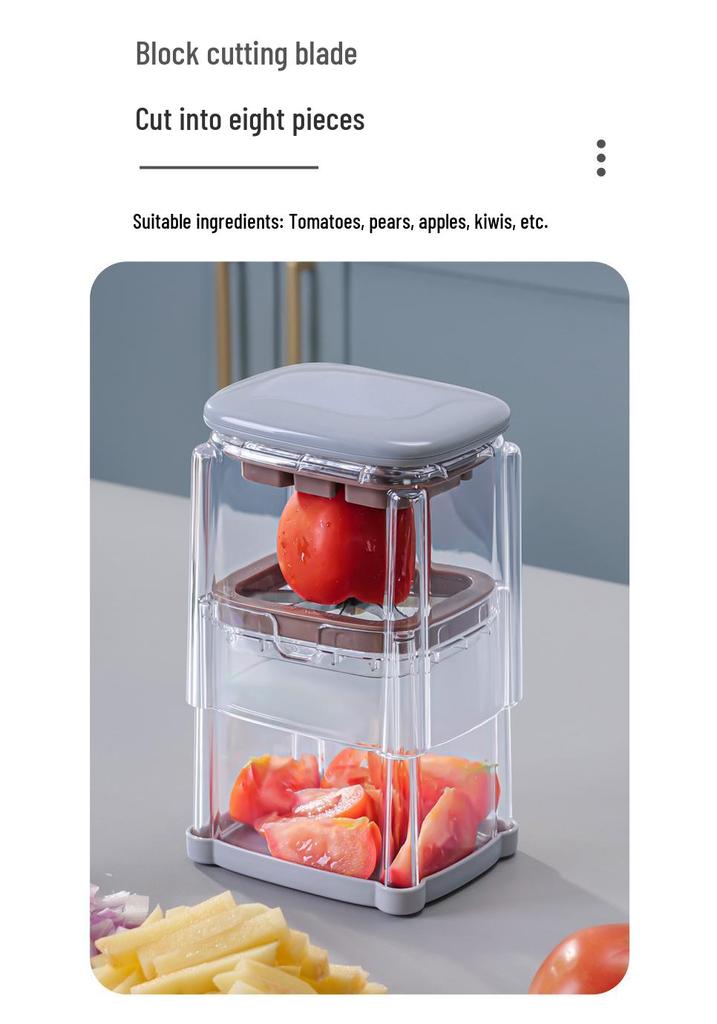 Multifunktionaler Druck-Gemüseschneider - Küchenwerkzeug zum Schneiden von Pommes Frites, Tomaten- und Zitronenspalten