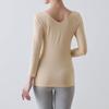 Belle Maison Sleeve Cotton Blend Inner Shirt with Front and Back Warm Sand Size M Women's 3/4 V-Neck, Innerwear, Hotcot, Beige,