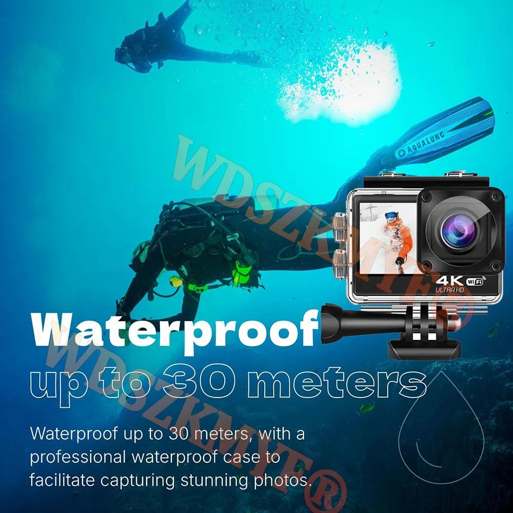 4K Camera Sports Camera Dual Screen Waterproof Case Support Wearing Cams Action Portable Security Recorder Helmet Riding