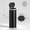 50L Automatic Motion Sensor Rubbish Bin with Fingerprint Resistant, Stainless Steel, Black
