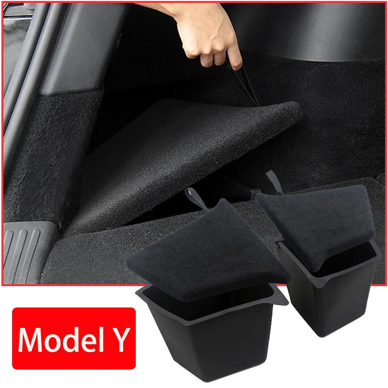 For Tesla Model Y Juniper 2025 KR Berlin/Austin 2024 Trunk Side Storage Box Cargo Organizer Bucket Flocking Mat Partition Board