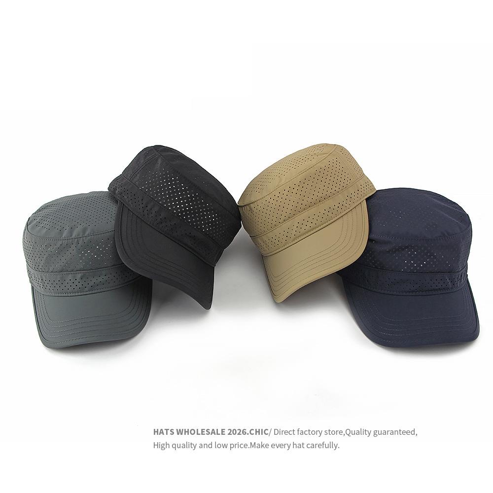 Summer Hat Men's Flat Top Hat Outdoor Mountaineering Cap Mesh Breathable Cap