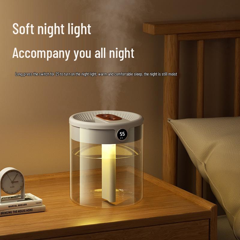 USB 2L Double Spray Humidifier with Silent Operation & Night Light for Home & Office