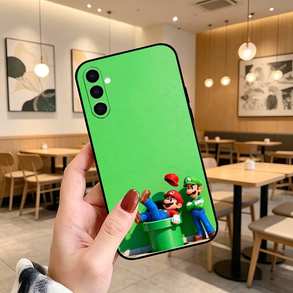 Cartoon Super-Z MarioS Bros Phone Case Black Silicone Soft For Samsung Galaxy A73,A72,A71,A70,A53,A52,A51
