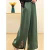 Women's Spring and Summer Chinese Retro Loose Pants Elastic Waist Comfortable Embroidery Wide Leg Pants