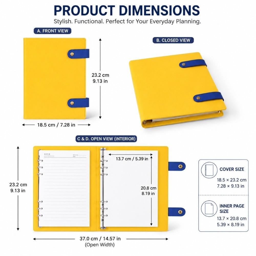 Memo Pads A5 B5 Notepad PU Leather Cover Solid Color Notebook Paper Planner Unisex Diary