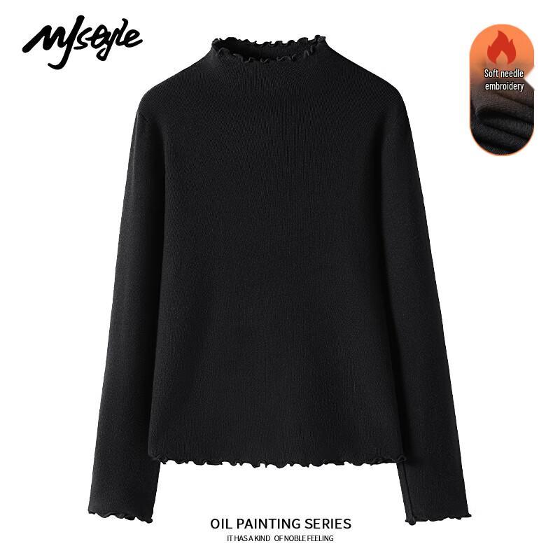 

MJ STYLE Ruffle Turtleneck Knit Sweater for Women L
