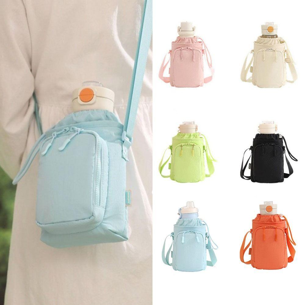 Adjustable Shoulder Strap Bottle Storage Bag Phone Pocket Water Bottle Carrier  Walking Picnic
